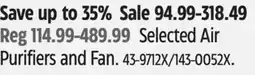 Canadian Tire Selected Air Purifiers and Fan offer