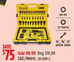 Canadian Tire Stanley Professional Grade Black Chrome Socket Set SAE/Metric 197 PC offer