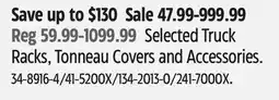 Canadian Tire Selected Truck Racks, Tonneau Covers and Accessories offer