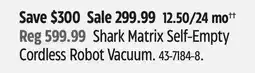 Canadian Tire Shark Matrix Self-Empty Cordless Robot Vacuum offer
