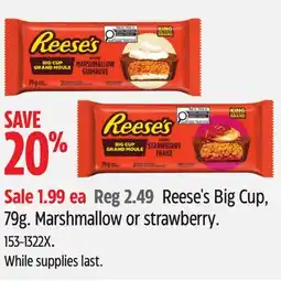 Canadian Tire Reese's Big Cup 79g. Marshmallow or strawberry offer