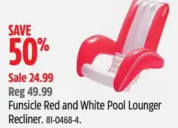 Canadian Tire Funsicle Red and White Pool Lounger Recliner offer