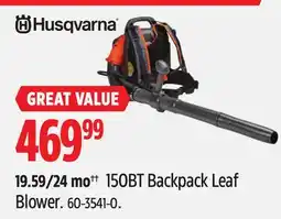 Canadian Tire Husqvarna 150BT Backpack Leaf Blower offer