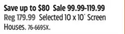 Canadian Tire Selected 10 x 10' Screen Houses offer