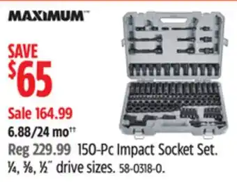 Canadian Tire MAXIMUM 150-Pc Impact Socket Set offer