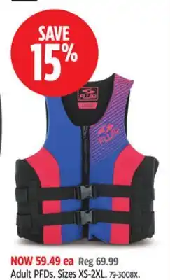 Canadian Tire Fluid Adult PFDs offer