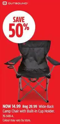 Canadian Tire Outbound Wide-Back Camp Chair with Built-In Cup Holder offer