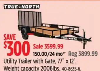 Canadian Tire TRUE NORTH Utility Trailer with Gate, 77 x 12 offer