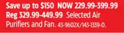 Canadian Tire SHARK Selected Air Purifiers and Fan offer