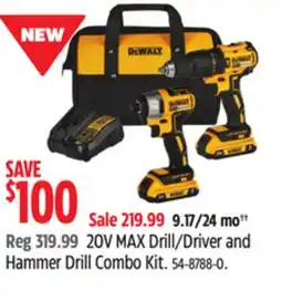 Canadian Tire DEWALT 20V MAX Drill.Driver and Hammer Drill Combo Kit offer
