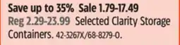 Canadian Tire Selected Clarity Storage Containers offer