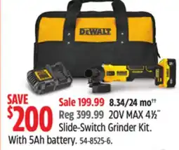 Canadian Tire DEWALT 20V MAX 4 1⁄2˝ Slide-Switch Grinder Kit offer