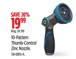Canadian Tire 10-Pattern Thumb-Control Zinc Nozzle offer