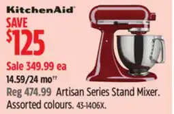 Canadian Tire Kitchenaid Artisan Series Stand Mixer offer