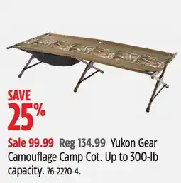 Canadian Tire Yukon Gear Camouflage Camp Cot offer