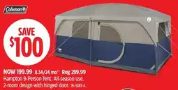 Canadian Tire Coleman Hamilton 9-Person Tent offer