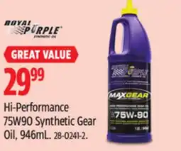 Canadian Tire Royal Purple Hi-Performance 75W90 Synthetic Gear Oil offer