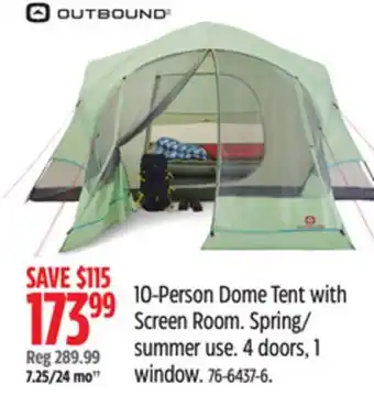 Canadian Tire OUTBOUND 10-Person Dome Tent with Screen Room offer