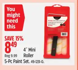 Canadian Tire 4 Mini Roller 5-Pc Paint Set offer