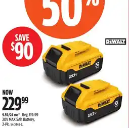 Canadian Tire DEWALT 20V MAX 5Ah Battery, 2-Pk offer