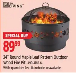 Canadian Tire FOR LIVING 24 Round Maple Leaf Pattern Outdoor Wood Fire Pit offer