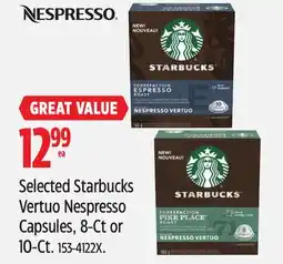 Canadian Tire Selected Starbucks Vertuo Nespresso Capsules, 8-Ct or 10-Ct offer