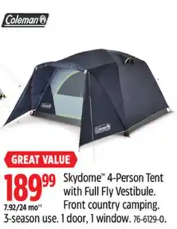 Canadian Tire Skydome 4-person Tent with Full Fly Vestibule offer