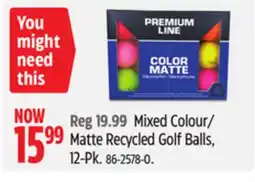 Canadian Tire Mixed Colour/Matte Recycled Golf Balls offer