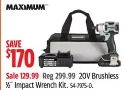 Canadian Tire 20V Brushless ½ Impact Wrench Kit offer