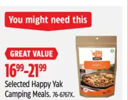 Canadian Tire Selected Happy Yak Camping Meals offer