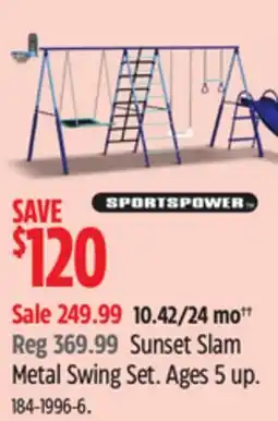 Canadian Tire SPORTSPOWER Sunset Slam Metal Swing Set offer