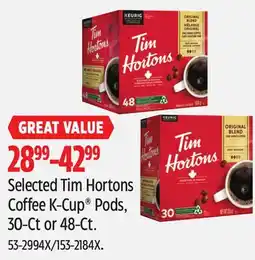 Canadian Tire Selected Tim Hortons Coffee K-Cup Pods, 30-Ct or 48-Ct offer