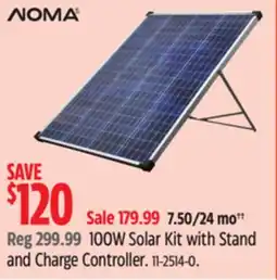 Canadian Tire Noma 100W Solar Kit with Stand and Charge Controller offer