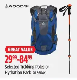 Canadian Tire WOODS Selected Trekking Poles or Hydration Pack offer