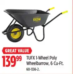 Canadian Tire TUFX 1-Wheel Poly Wheelbarrow, 6 Cu-Ft offer