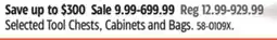 Canadian Tire Mastercraft Selected Tool Chests, Cabinets and Bags offer
