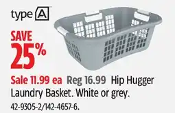 Canadian Tire Type A Hip Hugger Laundry Basket offer