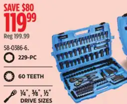 Canadian Tire Mastercraft Socket Set 229 PC SAE Metric CRV Black Steel Finish offer