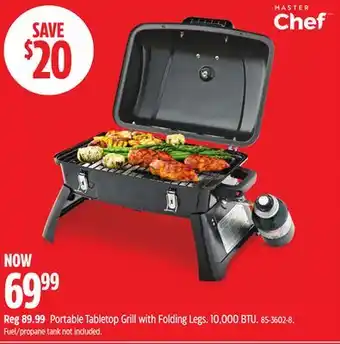 Canadian Tire MASTER Chef Portable Tabletop Grill with Folding Legs offer