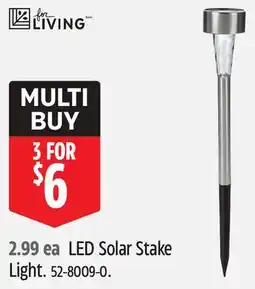 Canadian Tire For Living LED Solar Stake Light offer