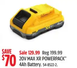 Canadian Tire 20V MAX XR POWERPACK 4Ah Battery offer