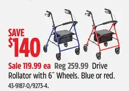 Canadian Tire Drive Rollator with 6˝Wheels offer