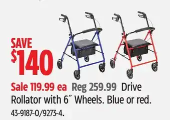Canadian Tire Drive Rollator with 6˝Wheels offer
