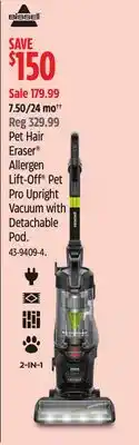 Canadian Tire Pet Hair Eraser Allergen Lift-Off Pet Pro Upright Vacuum with Detachable Pod offer
