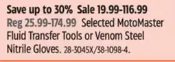 Canadian Tire Selected MotoMaster Fluid Transfer Tools or Venom Steel Nitrile Gloves offer