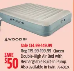 Canadian Tire Queen Double-High Air Bed with Rechargeable Built-In Pump offer