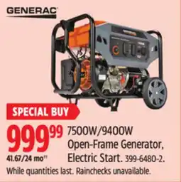 Canadian Tire 7500W/9400W Open-Frame Generator, Electric Start offer