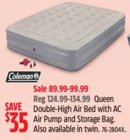 Canadian Tire Coleman Queen Double-High Air Bed with AC Air Pump and Storage Bag offer