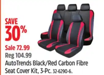 Canadian Tire AutoTrends Black/Red Carbon Fibre Seat Cover Kit, 3-Pc offer
