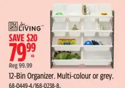 Canadian Tire FOR LIVING 12-Bin Organizer. Multi-colour or grey offer